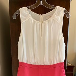 Loft white and pink dress